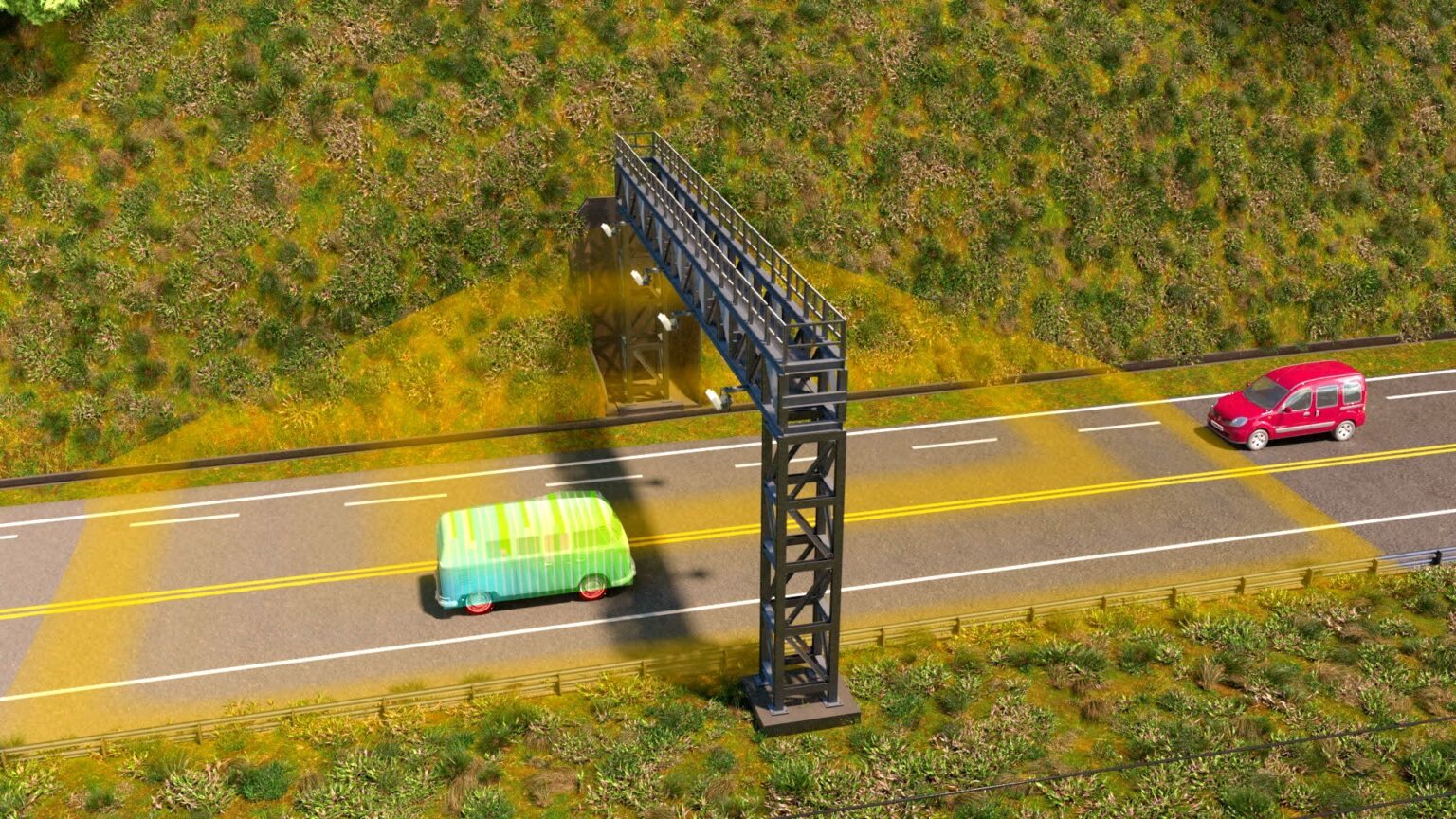 Pórtico eletrônico de pedágio Free Flow sobre rodovia